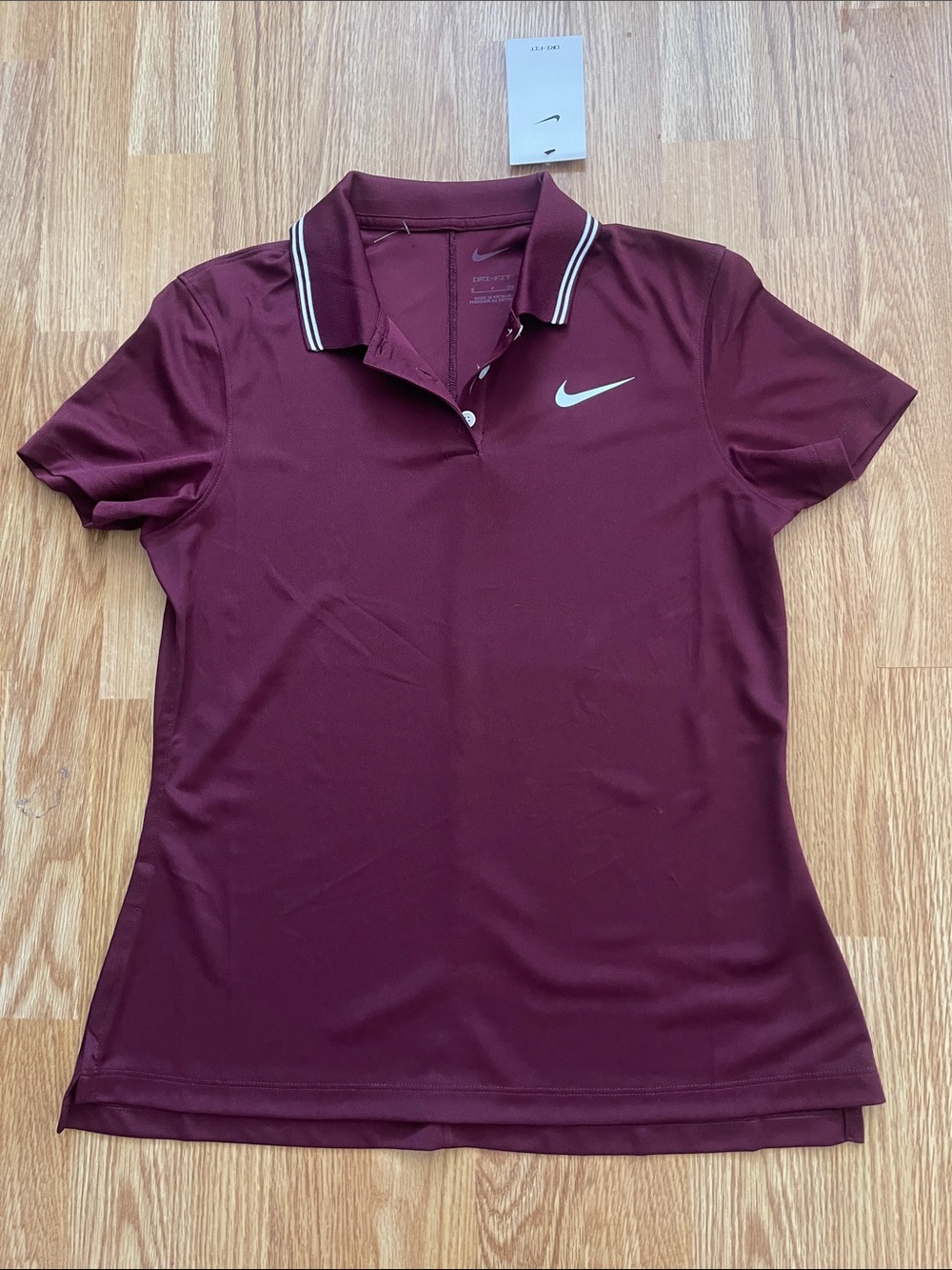 Nike Women's Burgundy Short-Sleeve Polo with Contrast Collar